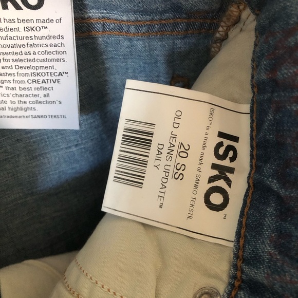 ISKO High Rise Cropped Jeans Straight Leg Button Fly Raw Hem women's size 28 - Picture 8 of 14